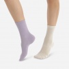 Комплект женских носков DIM Pur Coton (2 пары) (Бежевый/Лаванда) фото превью 1