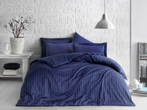 Постельное белье из жаккарда TIVOLYO HOME Jacquard Banded (Синий)