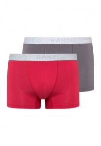Мужские трусы-боксеры HANRO Cotton Essentials (Красный-Серый)