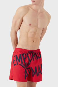 Мужские пляжные шорты EMPORIO ARMANI (Red Oblique Logo 21875)