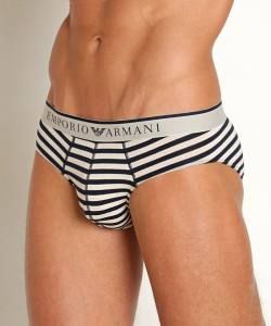 Комплект мужских трусов-слипов EMPORIO ARMANI (2шт) (Marine/Nude Stripe 66736)