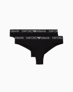 Женские трусы-бразилиана EMPORIO ARMANI (2шт) (Black/Black 17020)