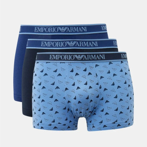 Комплект мужских трусов-боксеров EMPORIO ARMANI (3шт) (Marine/Print Light Blue/Ink 75336)