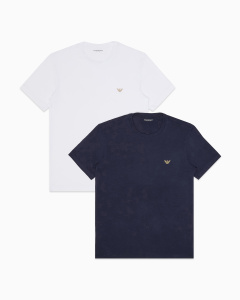 Комплект мужских футболок EMPORIO ARMANI (2шт) (White/Armani Blue m0079)
