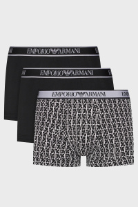 Комплект мужских трусов-боксеров EMPORIO ARMANI (3шт) (Black/Printed Black/Black 35421)