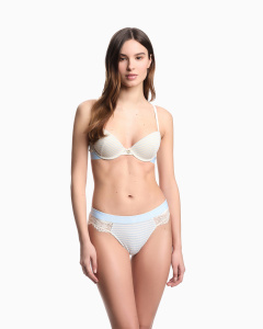 Женские трусы-бразилиана EMPORIO ARMANI (Ivory/Lgt Blue Stripe f1030)