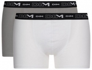 Комплект мужских трусов-боксеров DIM Cotton Stretch (2шт) (Антрацит/Белый)