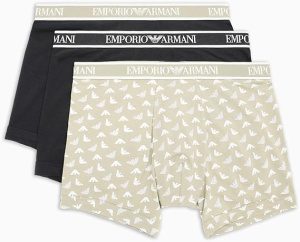 Комплект мужских трусов-боксеров EMPORIO ARMANI (3шт) (Black/Black Print Vetiver/Black mc065)