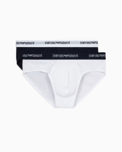 Комплект мужских трусов-слипов EMPORIO ARMANI (2шт) (Bianco/Marine 10410)