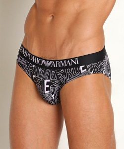 Мужские трусы-слипы EMPORIO ARMANI (Black Logo Print/Lavander 33221)