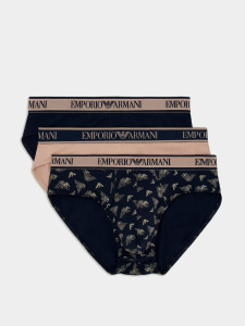 Комплект мужских трусов-слипов EMPORIO ARMANI (3шт) (Rope/Printed Marine/Marine 11250)