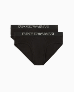 Комплект мужских трусов-слипов EMPORIO ARMANI (2шт) (Black/Black 07320)