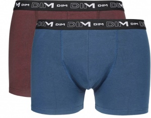 Комплект мужских трусов-боксеров DIM Cotton Stretch (2шт) (Коричневый/Синий)