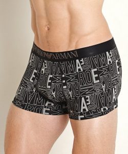 Мужские трусы-боксеры EMPORIO ARMANI (Stone Logo Print/Black 34521)