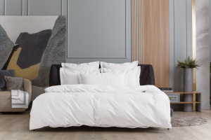 Простыня на резинке из сатина GERMAN GRASS Alpine White Allure Grass (Снежно-белый)