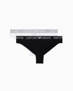 Женские трусы-бразилиана EMPORIO ARMANI (2шт) (Bianco/Blаck 00911)