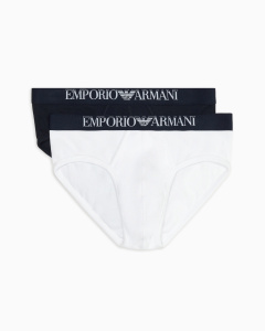 Комплект мужских трусов-слипов EMPORIO ARMANI (2шт) (Marine/White 17135)