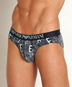 Мужские трусы-слипы EMPORIO ARMANI (Marine Logo Print/Mint 62036)
