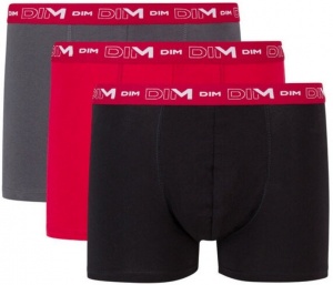 Комплект мужских трусов-боксеров DIM Cotton Stretch (3шт) (Серый/Красный/Черный)