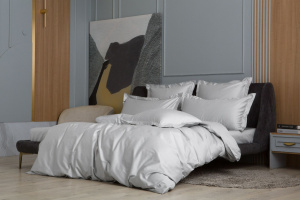 Простыня на резинке из сатина GERMAN GRASS Ash Grey Allure Grass (Светло-серый)