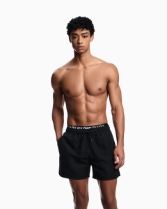Мужские пляжные шорты EMPORIO ARMANI (Black/White mc117)