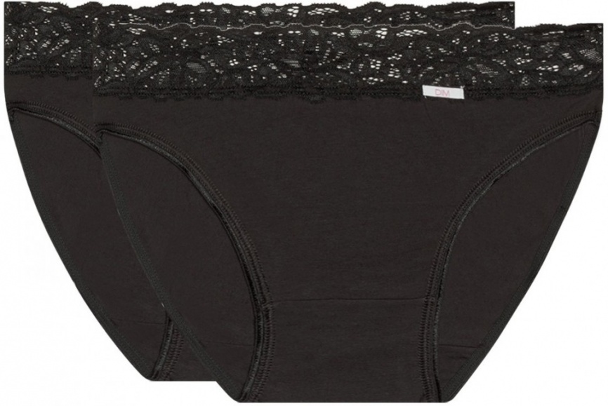 Женские трусы-слипы DIM Coton Plus F?minine (2шт) (Черный/Черный) фото 1