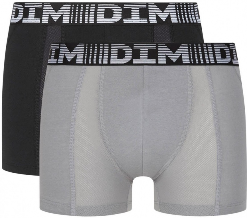Комплект мужских трусов-боксеров DIM 3D Flex Air (2шт) (Черный/Серый) фото 1