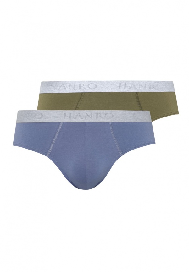 Мужские трусы-слипы HANRO Cotton Essentials (Голубой-Оливковый) фото 1