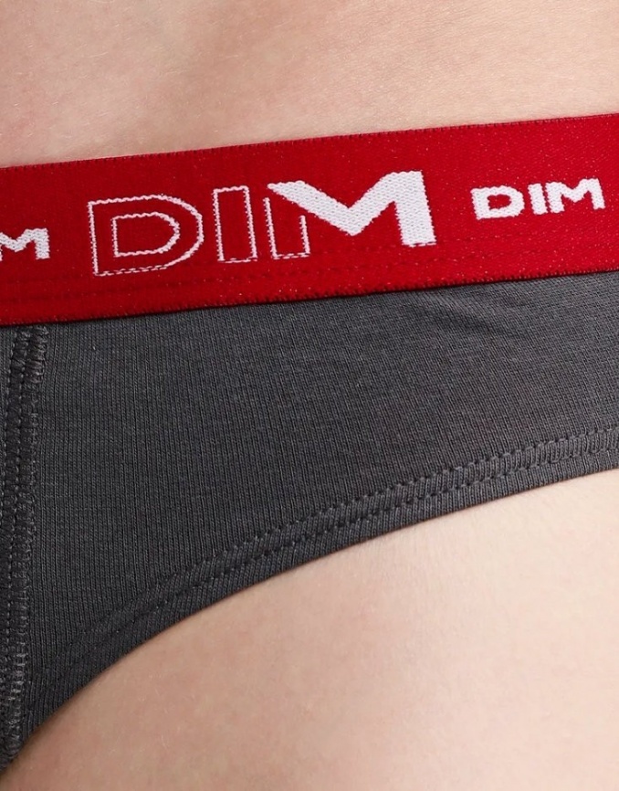 Комплект мужских трусов-слипов DIM Cotton Stretch (3шт) (Серый/Красный/Черный) фото 4