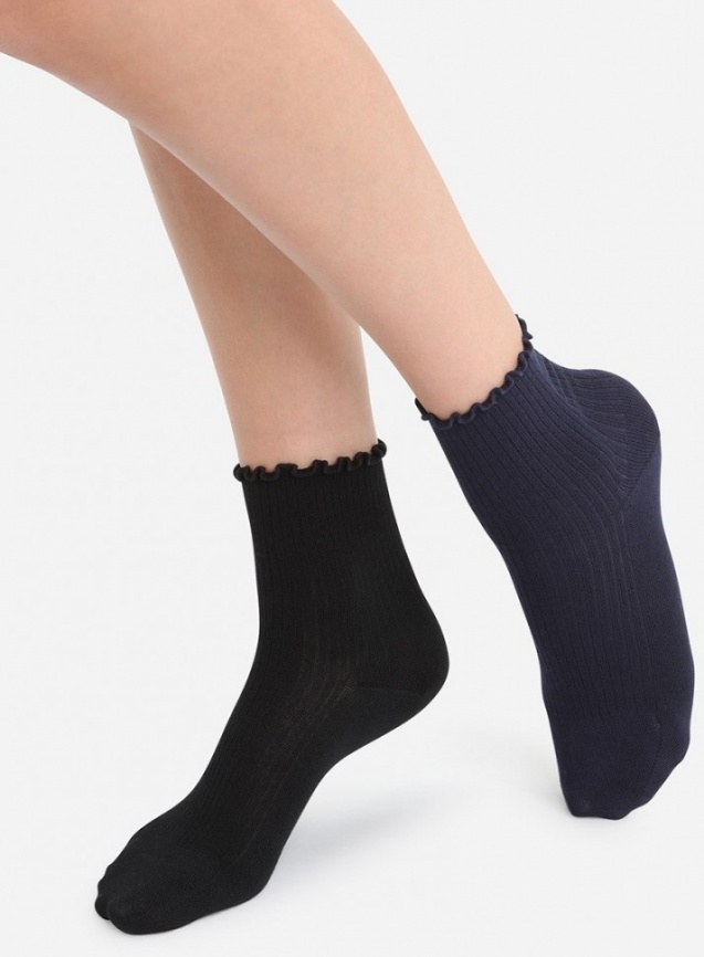 Комплект женских носков DIM Dim Modal (2 пары) (Черный/Синий) фото 1