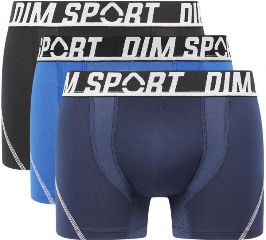 Комплект мужских трусов-боксеров DIM Sport (3шт) (Черный/Т.Синий/Синий) фото 1