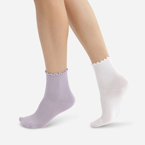 Комплект женских носков DIM Modal (2 пары) (Белый/Лаванда) фото 1