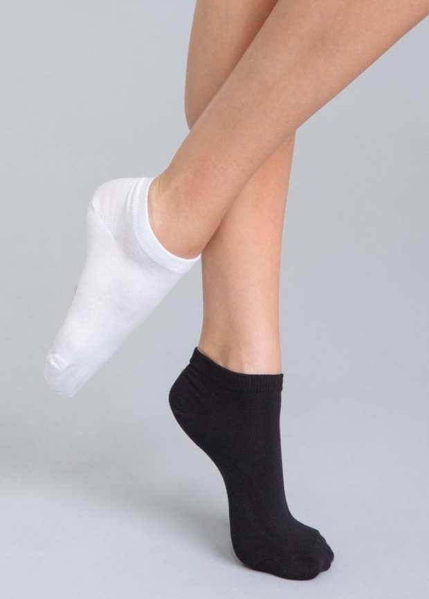 Комплект женских носков DIM Basic Cotton (2 пары) (Белый/Черный) фото 1