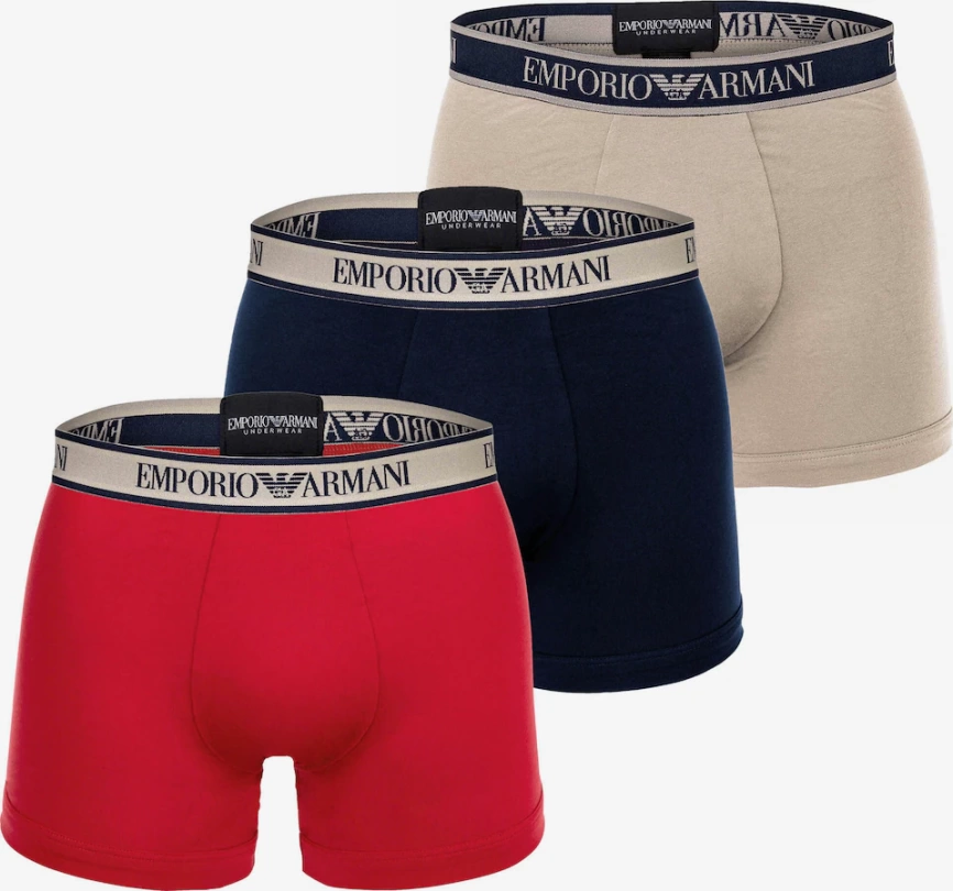Комплект мужских трусов-боксеров EMPORIO ARMANI (3шт) (Nude/Marine/Red 19355) фото 1