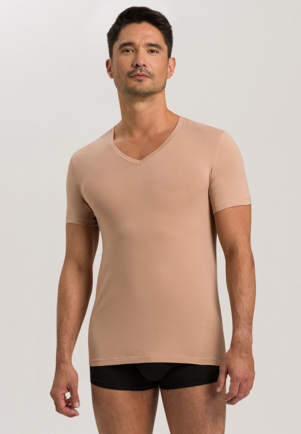 Мужская футболка HANRO Cotton Superior (Бежевый) фото 2