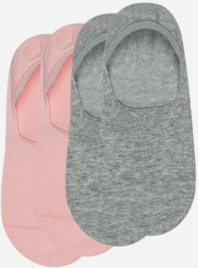 Комплект женских пoдcлeдников DIM Basic Cotton (2 пары) (Розовый/Серый) фото 2
