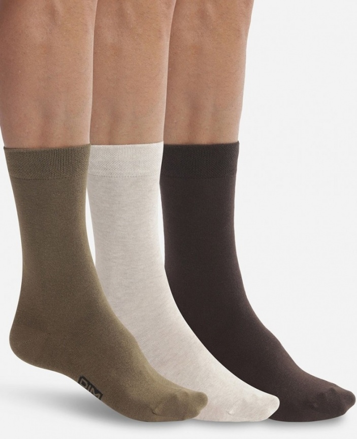 Мужские носки DIM Basic Cotton (3 пары) (Хаки/Коричневый/Бежевый) фото 1
