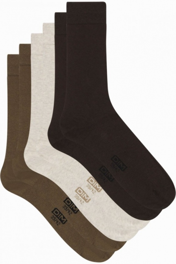 Мужские носки DIM Basic Cotton (3 пары) (Хаки/Коричневый/Бежевый) фото 2