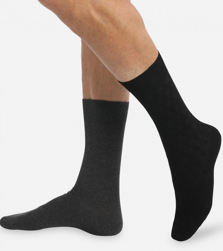 Комплект мужских носков DIM Cotton Style (2 пары) (Черный/Антрацит) фото 1
