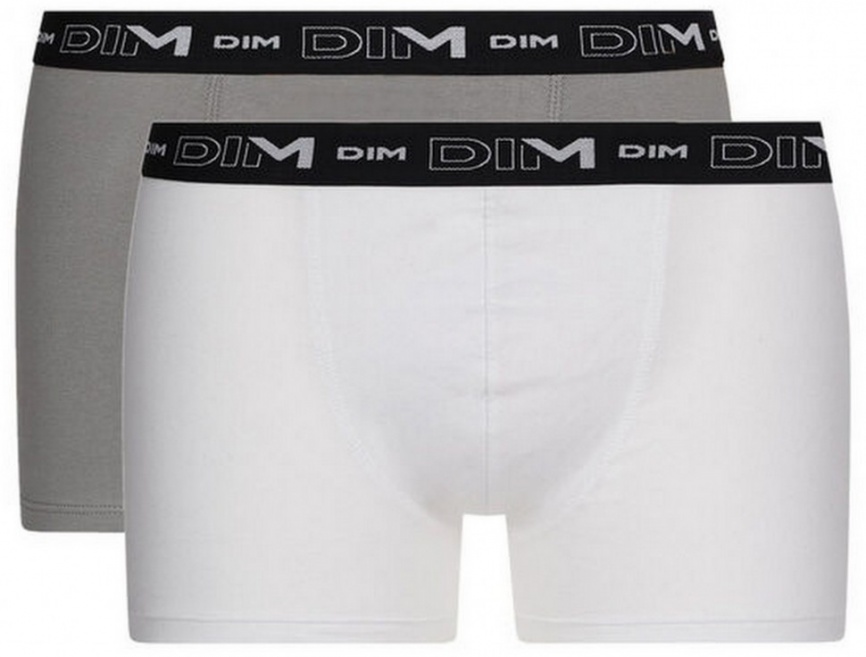 Комплект мужских трусов-боксеров DIM Cotton Stretch (2шт) (Антрацит/Белый) фото 1