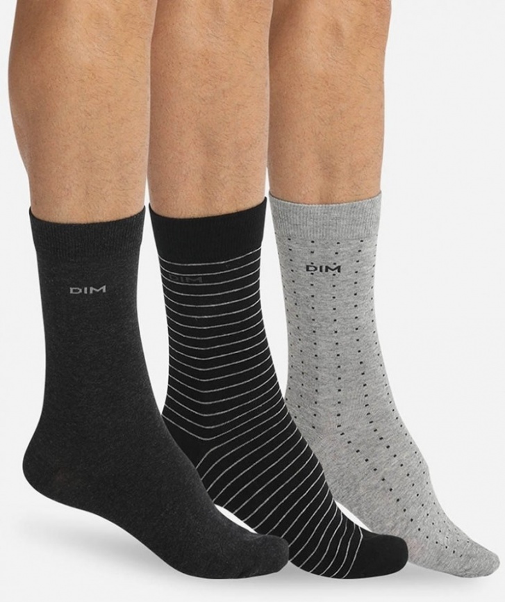 Комплект мужских носков DIM Cotton Style (3 пары) (Черный/Антрацит/Серый) фото 1