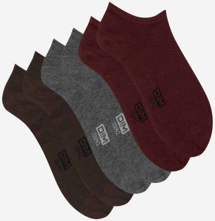 Комплект мужских носков DIM Basic Cotton (3 пары) (Бордовый/Серый/Коричневый) фото 2