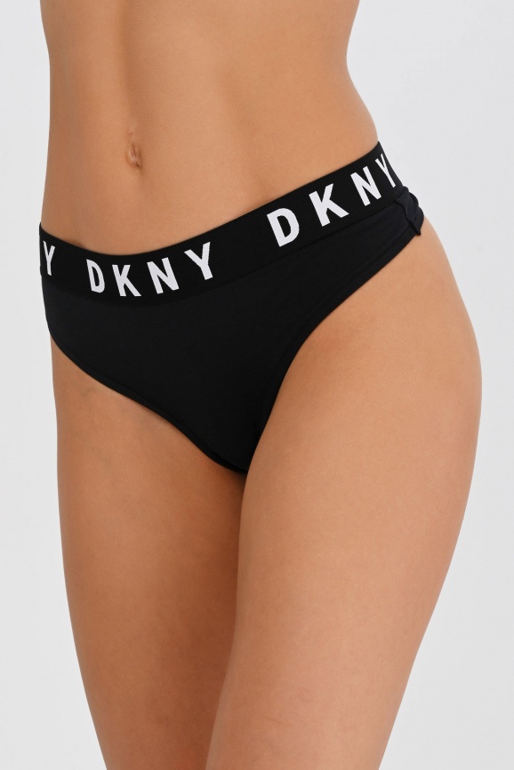 Женские трусы-стринги DKNY Cozy Boyfriend (Черный-Белый) фото 1