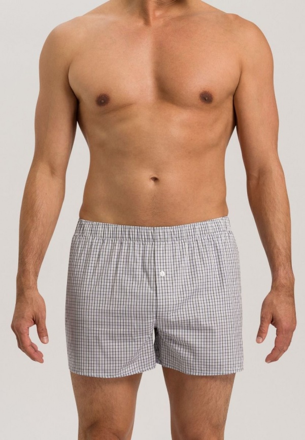 Мужские трусы-шорты HANRO Fancy Woven (Белый-серый) фото 2