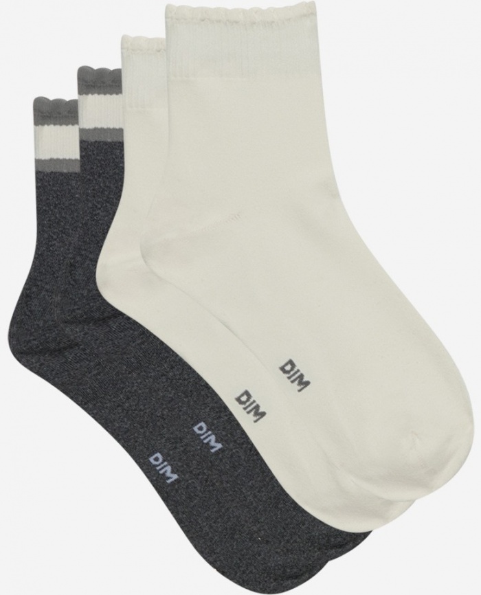 Комплект женских носков DIM Dim skin (2 пары) (Антрацит/Слоновая Кость) фото 2