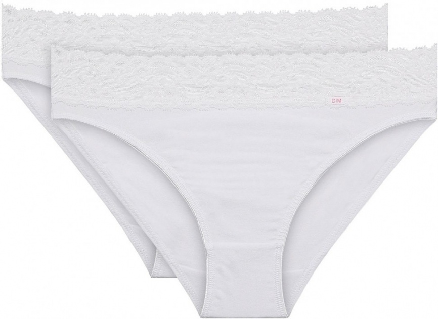Женские трусы-слипы DIM Coton Plus F?minine (2шт) (Белый/Белый) фото 1