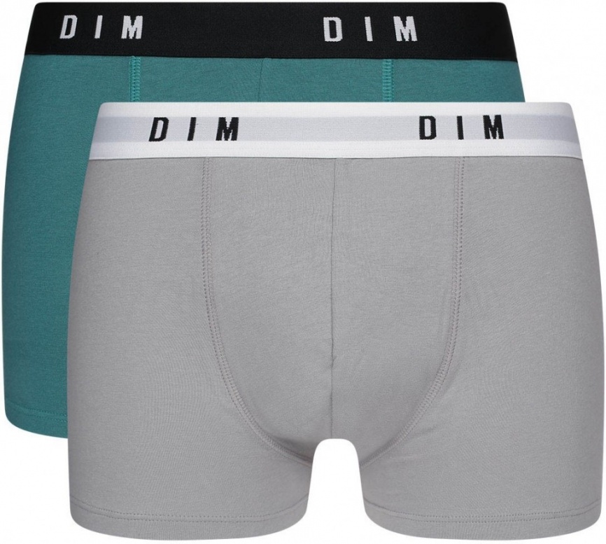 Комплект мужских трусов-боксеров DIM Originals (2 шт) (Серый/Изумрудно-зеленый) фото 1