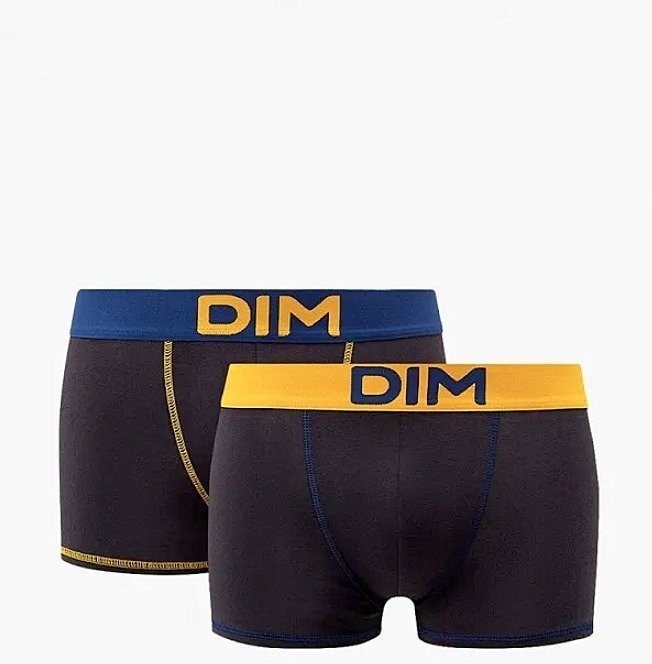 Комплект мужских трусов-боксеров DIM Mix and Colours (2шт) (Черный-Синий/Черный-Желтый) фото 1