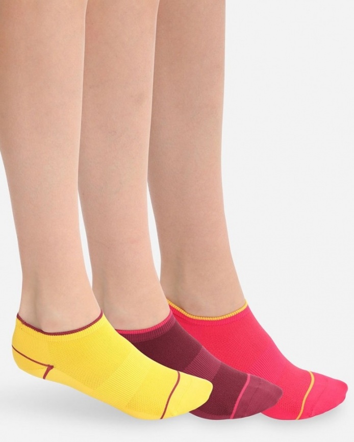 Комплект женских носков DIM Sport (3 пары) (Бордовый/желтый/розовый) фото 1