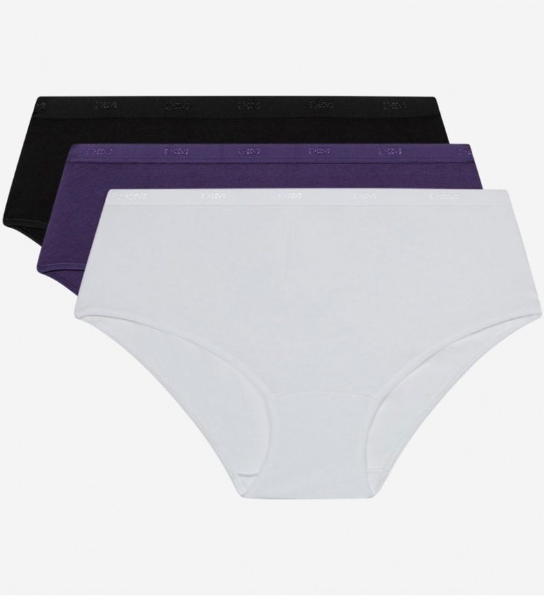 Женские трусы-слипы DIM Les Pockets (3шт) (Белый/Фиолетовый/Черный) фото 1
